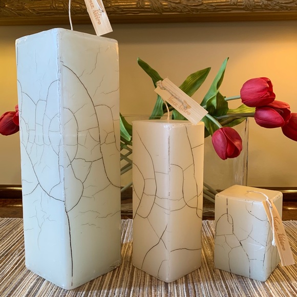 Vance Kitira Accents Vance Kitira Marble Square Pillar Candles Set